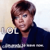 A Woman Is Sitting On A Couch And Says `` Lol I 'M Ready To Leave Now '' . GIF
