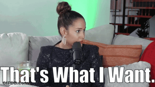 A Woman Is Sitting On A Couch Talking Into A Microphone And Says That 'S What I Want . GIF