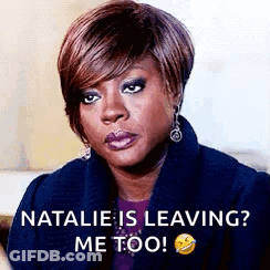 A Woman Is Sitting On A Couch With A Caption That Says Natalie Is Leaving Me Too ! GIF