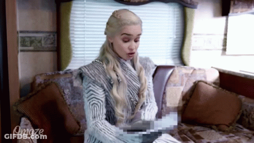 A Woman Is Sitting On A Couch With The Word Omaze On The Bottom GIF
