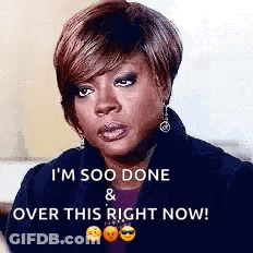 A Woman Is Sitting On A Couch With The Words `` I 'M Soo Done & Over This Right Now ! '' GIF