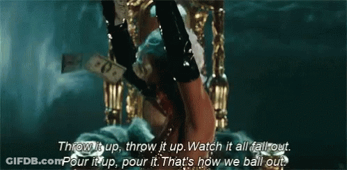 A Woman Is Sitting On A Throne With A Bottle Of Champagne In Her Hand And A Quote . GIF