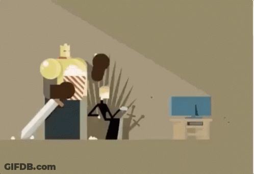 A Woman Is Sitting On A Throne With A Dragon Behind Her And A Television In The Background . GIF