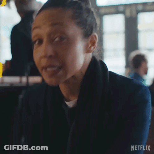 A Woman Is Smiling And Saying " Yes " In A Netflix Ad GIF