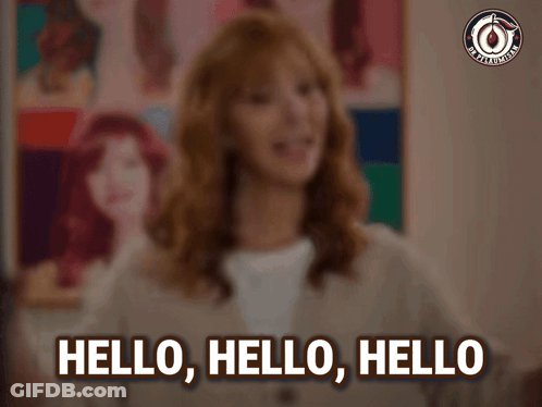 A Woman Is Smiling And Says Hello Hello Hello GIF