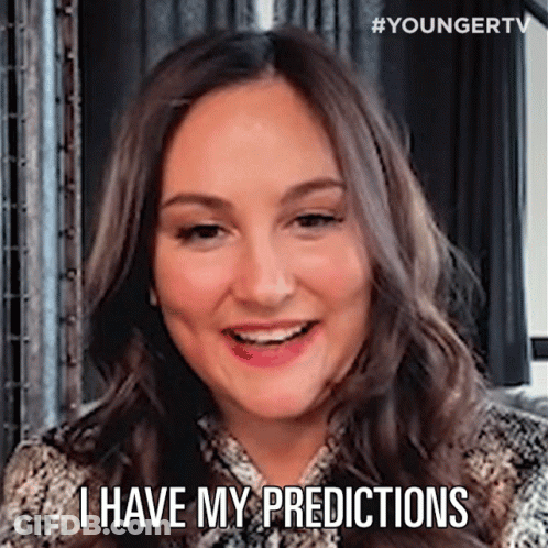 A Woman Is Smiling And Says I Have My Predictions . GIF