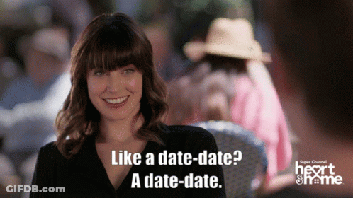 A Woman Is Smiling And Says " Like A Date-Date " GIF