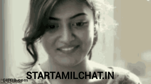 A Woman Is Smiling In A Black And White Photo With The Words Starttamilchat.in On The Bottom . GIF
