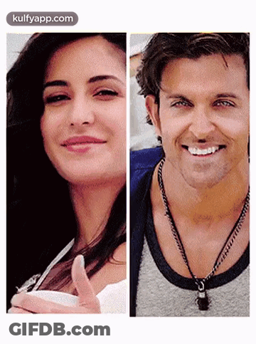 A Woman Is Smiling Next To A Man Who Is Smiling GIF