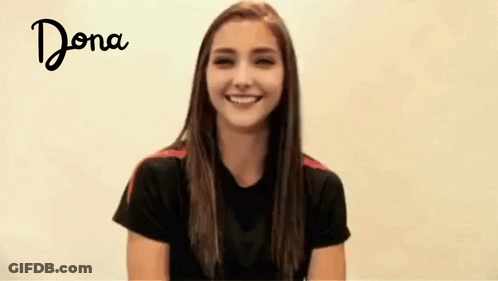 A Woman Is Smiling With The Words Dona It 'S My Birthday GIF
