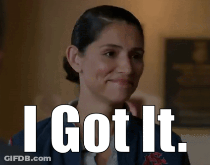 A Woman Is Smiling With The Words I Got It Written On Her Face . GIF