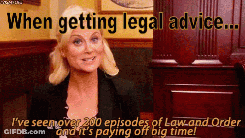 A Woman Is Smiling With The Words When Getting Legal Advice GIF