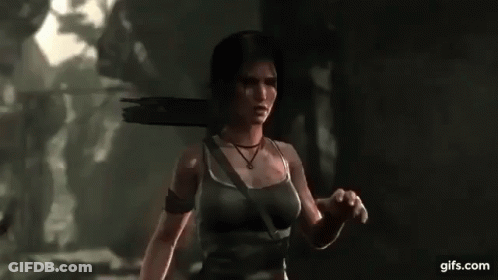 A Woman Is Standing In A Dark Forest With A Sword On Her Shoulder . GIF