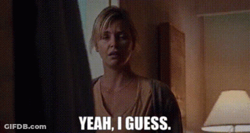 A Woman Is Standing In A Room And Says Yeah I Guess . GIF