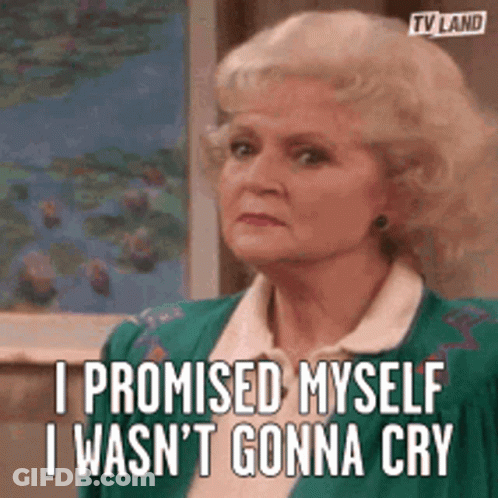 A Woman Is Standing In Front Of A Painting And Saying I Promised Myself I Wasn 'T Gonna Cry . GIF