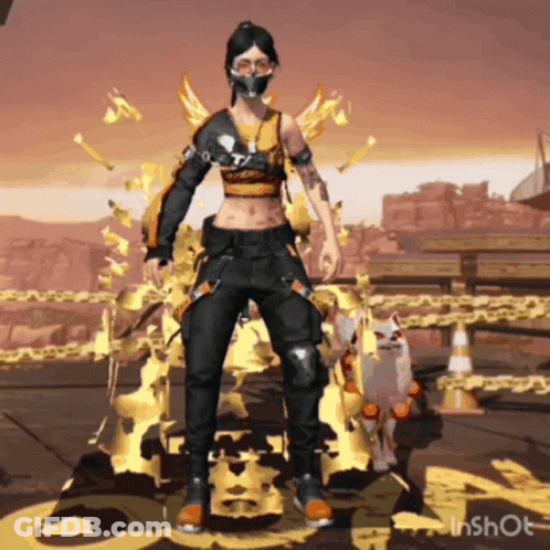 A Woman Is Standing Next To A Cat In A Video Game . GIF