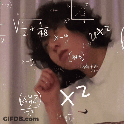 A Woman Is Surrounded By Mathematical Equations Including X2 And Y2 GIF