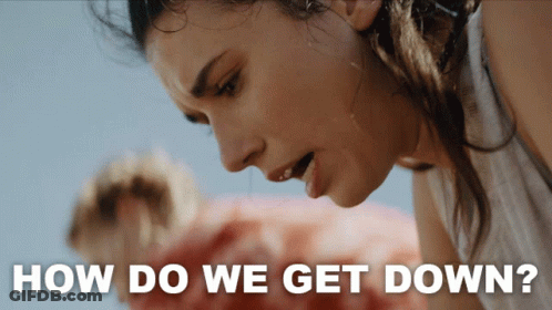 A Woman Is Sweating With The Words How Do We Get Down GIF