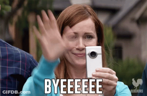 A Woman Is Taking A Picture Of Herself With A Cell Phone And Says Byeeeee . GIF