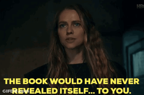 A Woman Is Talking About A Book That Would Have Never Revealed Itself To You . GIF