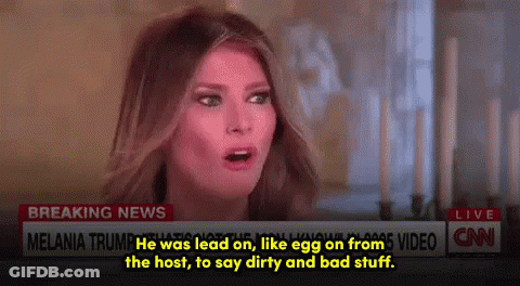 A Woman Is Talking On A Breaking News Channel About Melania Trump GIF