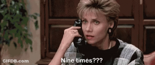 A Woman Is Talking On A Cell Phone And Says Nine Times ? GIF