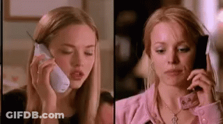 A Woman Is Talking On A Cell Phone Next To Another Woman . GIF