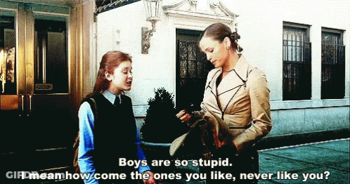 A Woman Is Talking To A Young Girl Who Says Boys Are So Stupid GIF