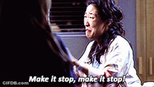 A Woman Is Talking To Another Woman And Says Make It Stop GIF
