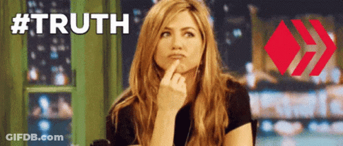 A Woman Is Thinking With The Word Truth Above Her Head GIF