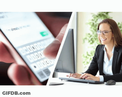 A Woman Is Typing On A Keyboard Next To A Phone That Says I 'M Already On It GIF