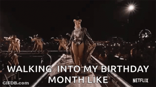 A Woman Is Walking Into Her Birthday Month Like Netflix . GIF