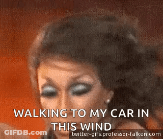 A Woman Is Walking To Her Car In The Wind And Says Walking To My Car In This Wind . GIF