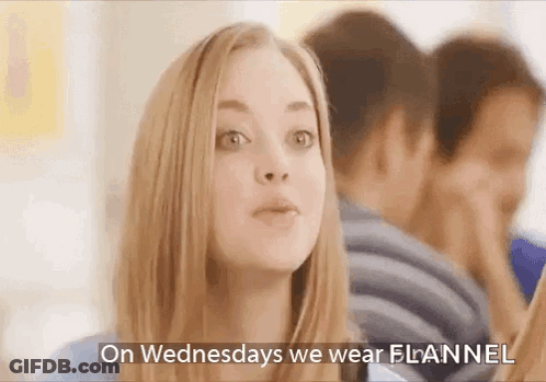 A Woman Is Wearing A Flannel On Wednesdays GIF