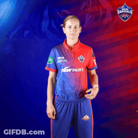 A Woman Is Wearing A Jersey That Says Tata Capital On It GIF
