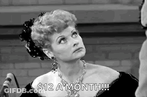 A Woman Is Wearing A Necklace And Earrings And Says `` $ 12 A Month '' . GIF