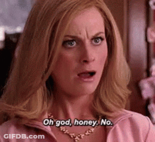 A Woman Is Wearing A Pink Jacket And A Necklace And Says `` Oh God , Honey . No . '' GIF