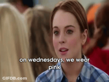 A Woman Is Wearing A Plaid Shirt And Says On Wednesdays We Wear Pink GIF
