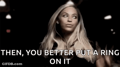 A Woman Is Wearing A Ring On Her Finger And Making A Funny Face . GIF