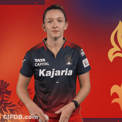 A Woman Is Wearing A Shirt That Says Kajaria On It GIF