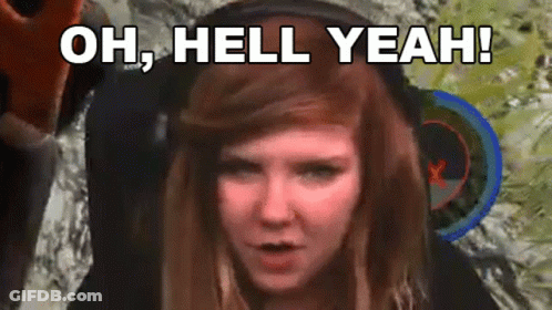 A Woman Is Wearing Headphones And Says Oh Hell Yeah GIF