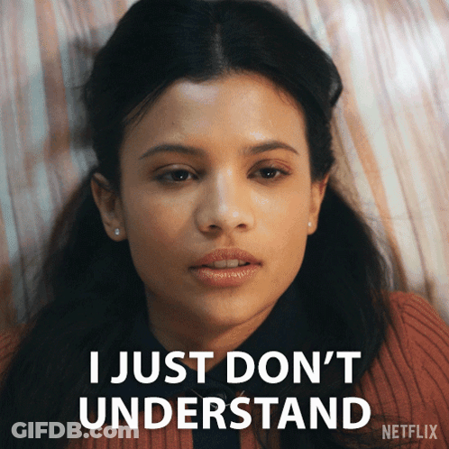 A Woman Laying On A Bed With The Words " I Just Don 'T Understand " On The Bottom GIF