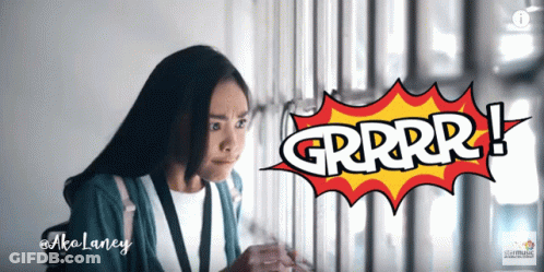 Woman Looking Out Window With Grrr Bubble GIF