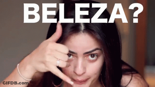 A Woman Making A Funny Face With The Words Beleza Written Above Her GIF