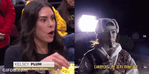 A Woman Named Kelsey Plum Is Eating Popcorn GIF