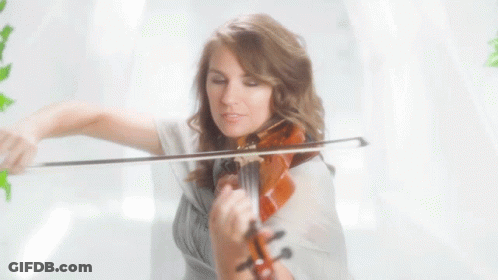 A Woman Playing A Violin With A White Background GIF