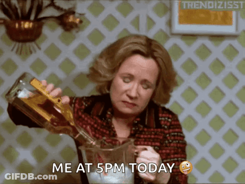 Woman Pouring Drink Into Pitcher Me At 5Pm Today GIF