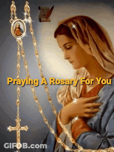 A Woman Praying A Rosary With The Words Praying A Rosary For You GIF