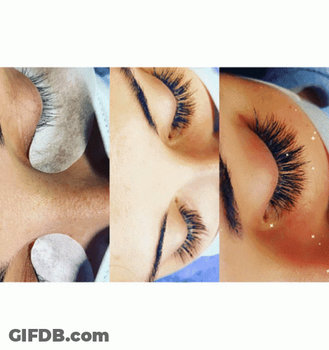 A Woman 'S Eyelashes Are Shown Before And After A Treatment GIF