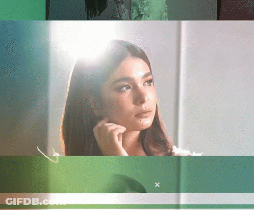 A Woman 'S Face Is Shown In A Green And White Graphic With A X In The Corner GIF